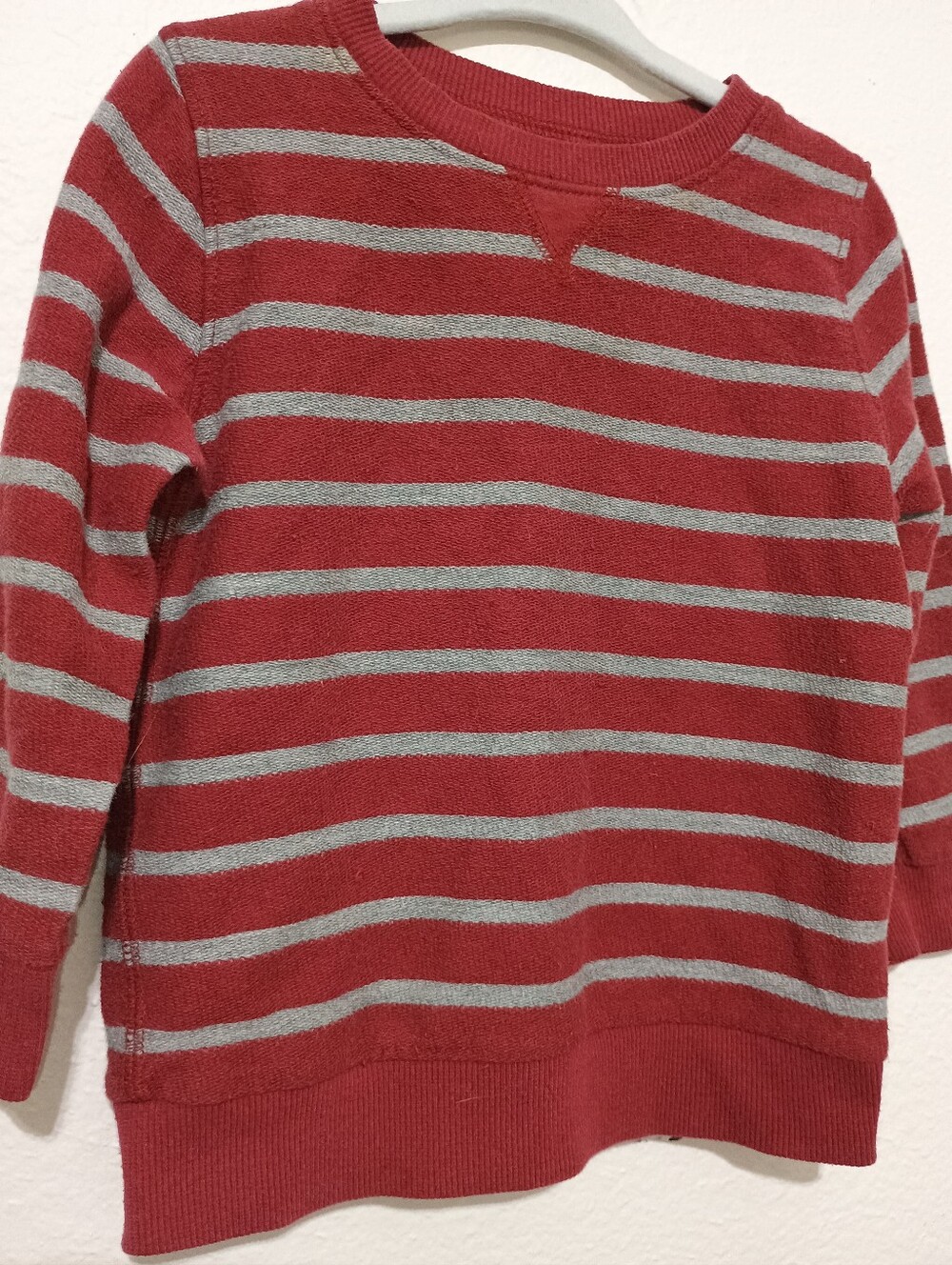 4/$15 Jumping Beans, Maroon & Gray Striped Shirt, 24M